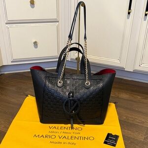 Valentino By Mario Valentino Black Leather Tote Bag
